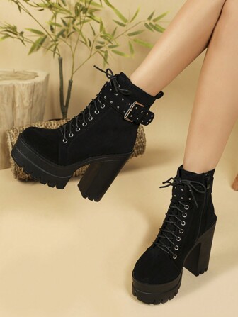 Fall/Winter Women's Ankle Boots & Short Boots, 2025 New High Heel Waterproof Platform Boots, Punk Style Thick Bottom Motorcycle Boots,Boots For Women