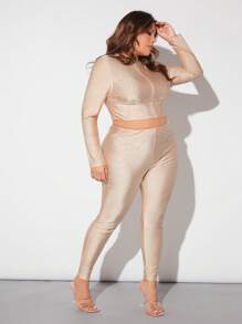 SHEIN SXY Haut Court Et Leggings Avec Détails En Strass Pour Le Nouvel An