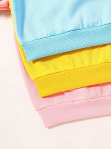 SHEIN Tween Girl 3pcs Solid Thermal Lined Sweatshirt - Multicolor - View 6