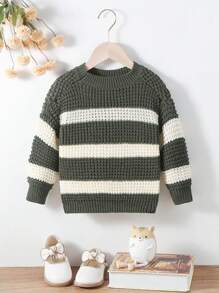 Baby Girl Two Tone Raglan Sleeve Sweater - Multicolor - View 1