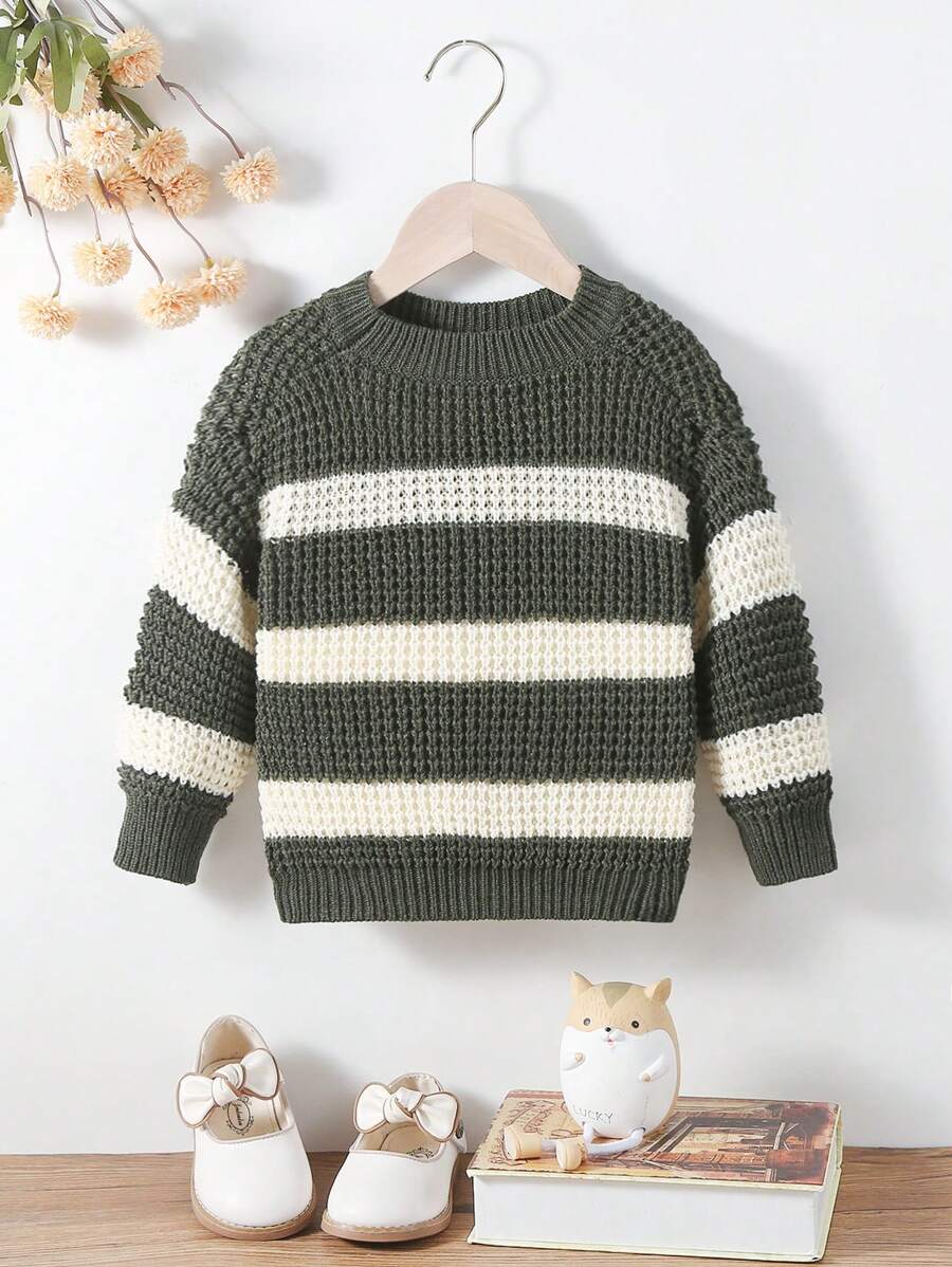 Baby Girl Two Tone Raglan Sleeve Sweater - Multicolor - View 1