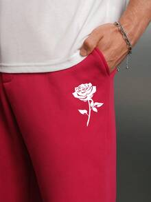 Manfinity RebelGame 1入組印花腰部抽繩衛褲 - 紅色 - 查看 3