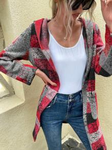 Mulvari 格子圖案連帽外套 - 紅色 - 查看 5