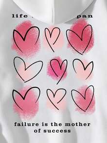 Thiếu niên Cô gái Áo nỉ có mũ Với In Trái tim - trắng - Xem 4