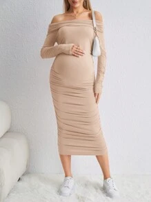 SHEIN Maternidade Fora Do Ombro Tubo Vestido Bodycon