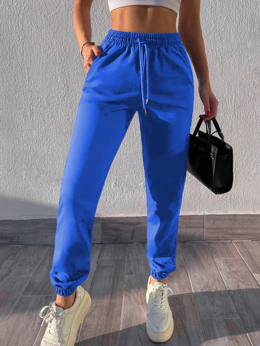 EURMUSE Women's Drawstring Waist Sportswear Pants - Blue - View 1