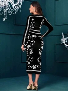 Modelyn Mô hình hoa Đầm Áo len - màu đen - Xem 2
