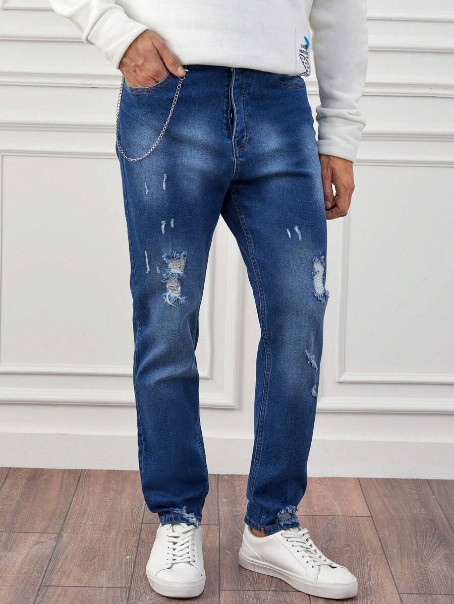 RueChic Ripped Jeans For Men - Blue - View 1