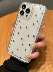 Maryam Alam Artist Girlcore 可爱黑色心形透明可爱手机壳，适合节日、爱情情人节 - 彩色 - 查看 3