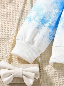 SHEIN Tween Girls' Princess Snowflake Printed Sweatshirt And Sweatpants Set - Blue - View 7