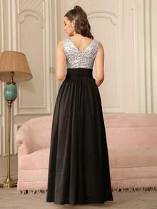BABYONLINE D.R.E.S.S. Simple & Romantic Sequined Chiffon Evening Dress - Black - View 2