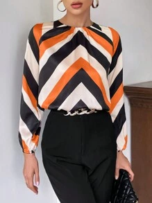 SHEIN Privé 女性魚骨圖案襯衫 - 彩色 - 查看 2