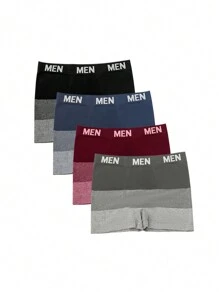 Men's 4pcs/set Letter Printed Boxer Briefs - Multicolor - View 3