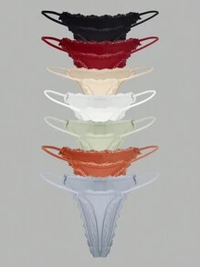 7 piezas Bragas con encaje en contraste - Multicolor - Ver 11