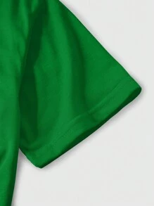 SHEIN EZwear Cow And Christmas Printed T-shirt - Green - View 3