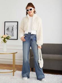 Teen Girl Zip Up Teddy Jacket