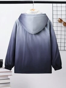 SHEIN Tween Boy 1pc Ombre Letter Graphic Raglan Sleeve Hooded Coat - Black - View 2