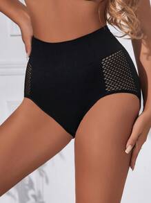 後背鏤空素色塑形三角褲 - 黑色 - 查看 6