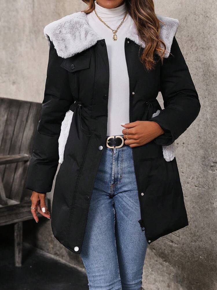 Women's Padded Padded Coat Clothes Winter With Waist Drawstring Fall Cloth For Women