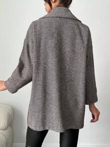 RueChic Herringbone Print Double Button Overcoat - Beige - View 2