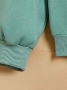 Teen Girl Tower & Letter Graphic Drop Shoulder Pullover - Mint Green - View 4