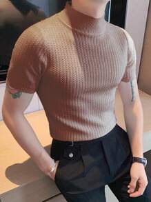 Manfinity Homme 男士針織毛衣帶波浪狀的質感紋理 - 咖啡棕 - 查看 1