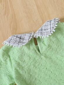 女宝宝彼得潘领上衣和格子连衣裙 2 件套秋冬季 - 綠色 - 查看 5