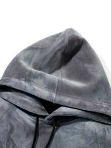 Manfinity Hypemode 男式寬鬆帽子連帽衫,有字母刺繡和下垂肩膀 - 灰色 - 查看 4