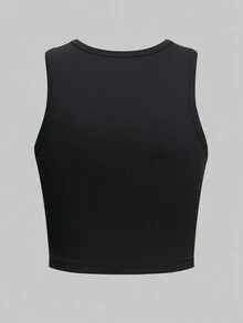 SHEIN EZwear Slogan Graphic Tank Top - Black - View 2