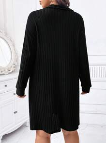 SHEIN LUNE Plus Size Striped Sleeveless Dress - Black - View 2