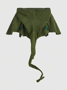 ROMWE Fairycore 葉子刺繡短款服飾連帽披肩 - 軍綠色 - 查看 7