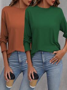 SHEIN LUNE 2pcs Solid Drop Shoulder Tee