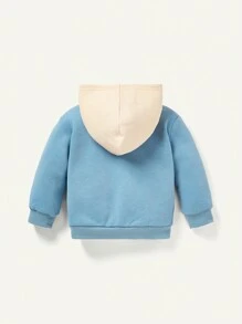 Cozy Pixies 2入組寶寶男孩彩色拼接連帽運動衫 - 深灰色 - 查看 3