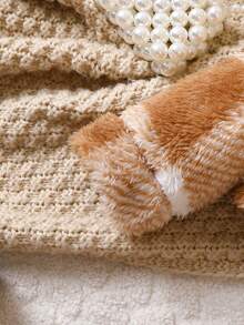 Em bé Cô gái Kẻ sọc lông tơ Ngắn Áo khoác Với Cami Đầm , Mùa thu - Màu Khaki - Xem 3