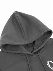 SHEIN Essnce 女性抽繩連帽衫帶愛心圖案 - 灰色 - 查看 7