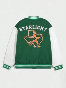 ROMWE MEN Prep Áo khoác bóng chày nam họa tiết ngôi sao Varsity - Nhiều màu - Xem 2