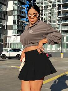 SHEIN SXY Women's Pleated Sexy Black  Mini Skirt - Black - View 5