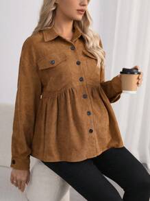 SHEIN 孕婦垂肩娃娃襯衫 - 鏽棕色 - 查看 1