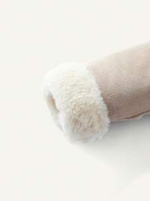 男嬰裝飾毛球連帽加絨中厚外套 - 卡其色 - 查看 7