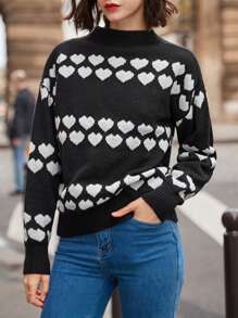 SHEIN Frenchy Women's Heart Pattern Sweater