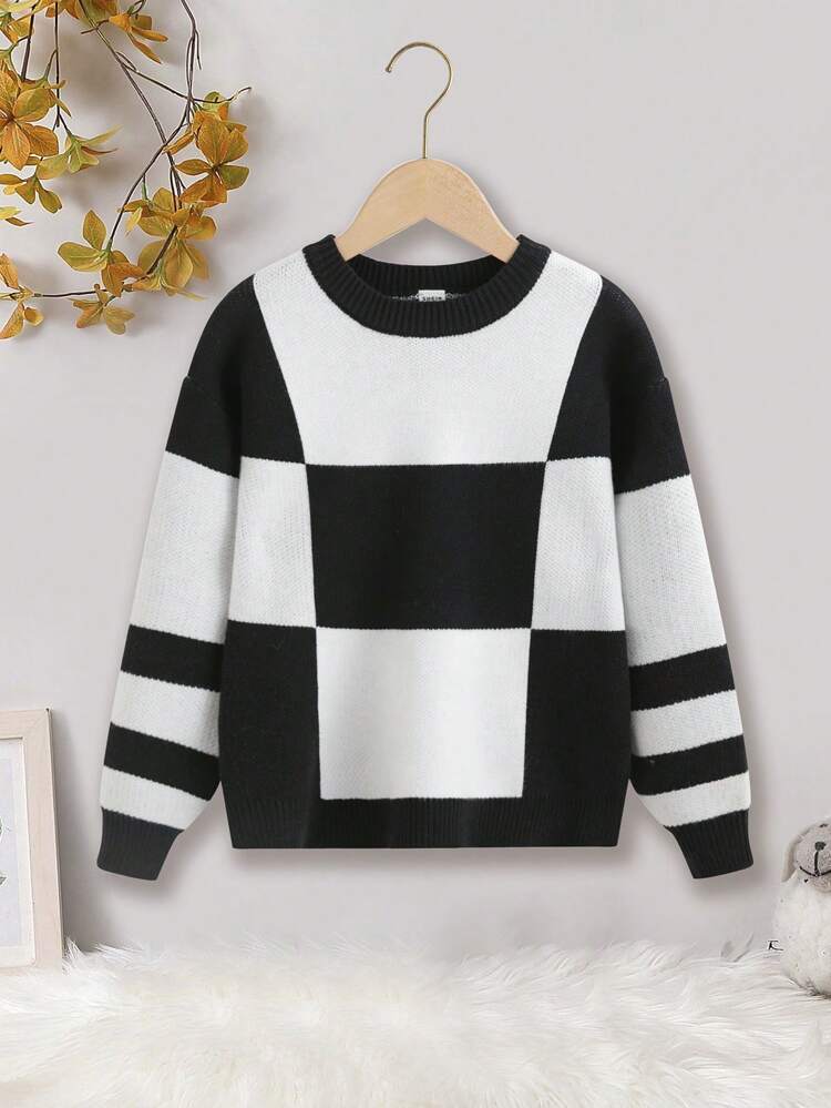 Tween Girl's Color Block Drop Sleeve Sweater