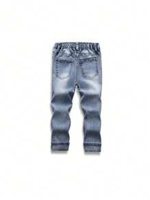 男童新款休闲时尚浅蓝色水洗柔软破洞牛仔裤 - 淺色水洗藍 - 查看 2