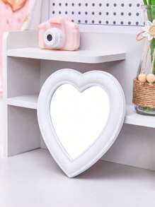 ROMWE Kawaii 1pc Heart Shaped Table/wall Mounted Makeup Mirror - White - View 5