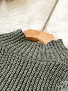 SHEIN LUNE 大碼麻花編織小高領套頭毛衣 - 軍綠色 - 查看 5
