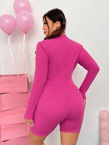 SHEIN EZwear 女士高領連體褲 - 玫紅色 - 查看 3