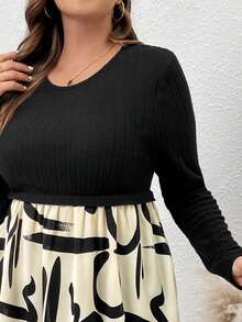 SHEIN LUNE Talla grande Top de mujeres bajo con fruncido - Blanco y Negro - Ver 3