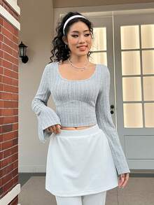 SHEIN MOD 女士可愛蝴蝶結設計 T 卹 - 淺灰色 - 查看 6