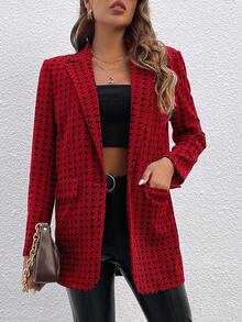 SHEIN Essnce 女士西裝外套 - 紅色 - 查看 3