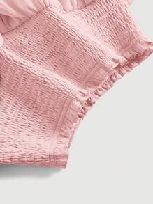 SHEIN MOD Women's Double Layer Ruffle Asymmetric Hem Shirred Waist Mini Skirt - Baby Pink - View 3