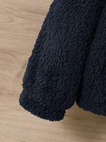 SHEIN 男小童拉鏈開襟3D耳朵設計連帽夾克不帶T恤 - 寶藍色 - 查看 3